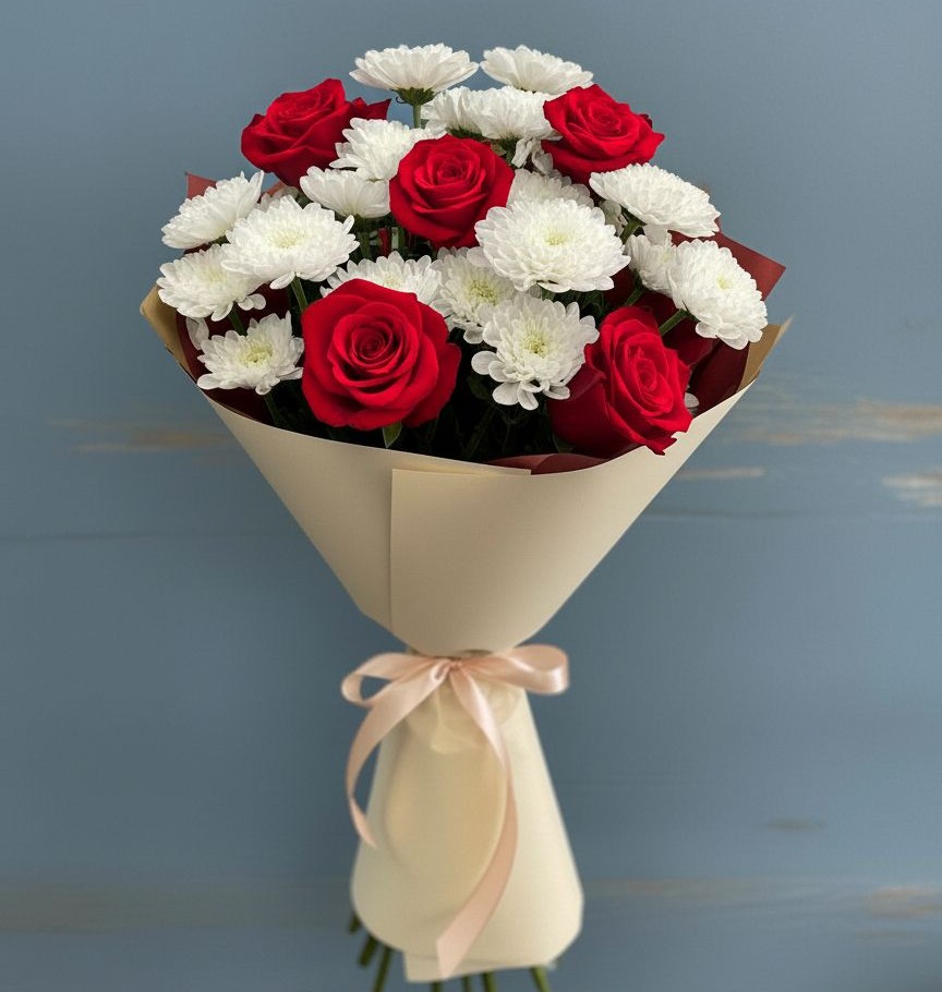 Букет цветов из: Розы и Хризантемы в Саблинском