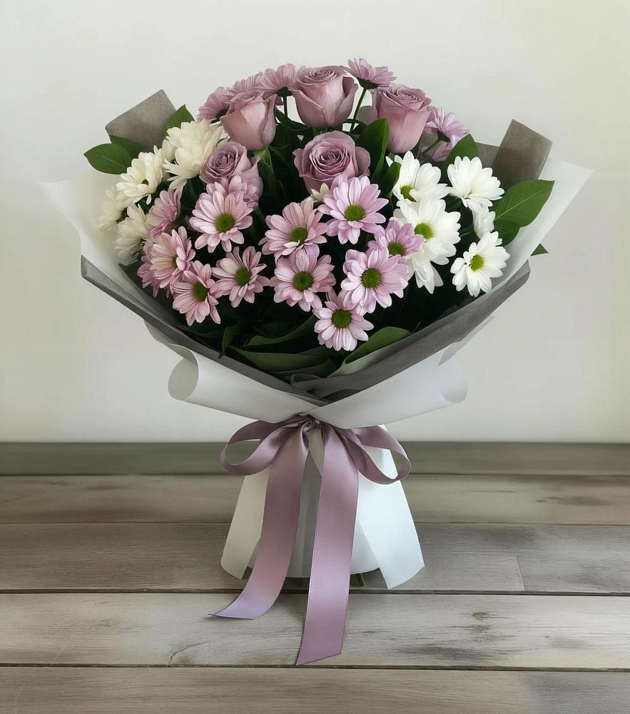 Букет цветов из: Хризантемы и Розы в Саблинском