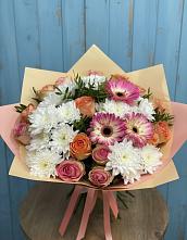 Букет цветов из:  Розы, Герберы и Хризантемы #REPLACE_PRED# Саблинском