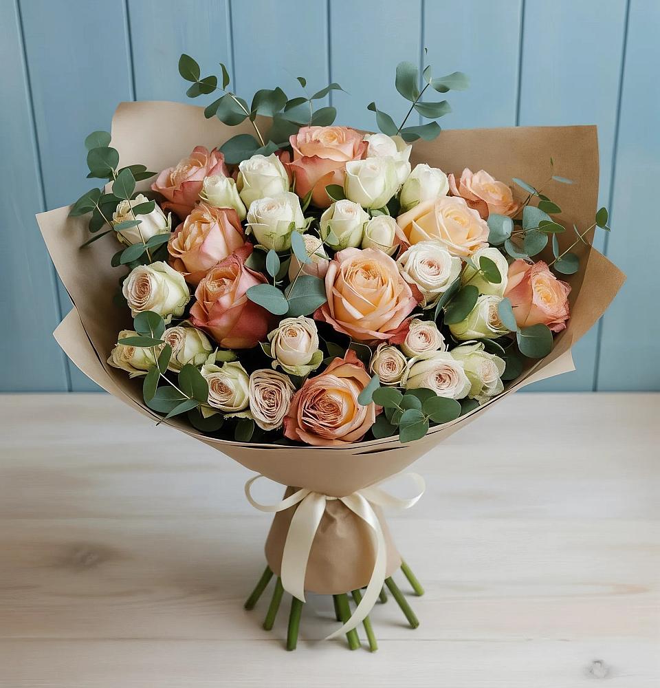 Букет цветов из: Альстромерии и Розы в Саблинском