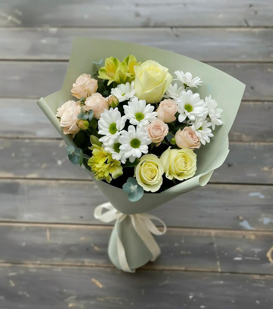 Букет цветов из: Альстромерии, Розы и Хризантемы в Саблинском