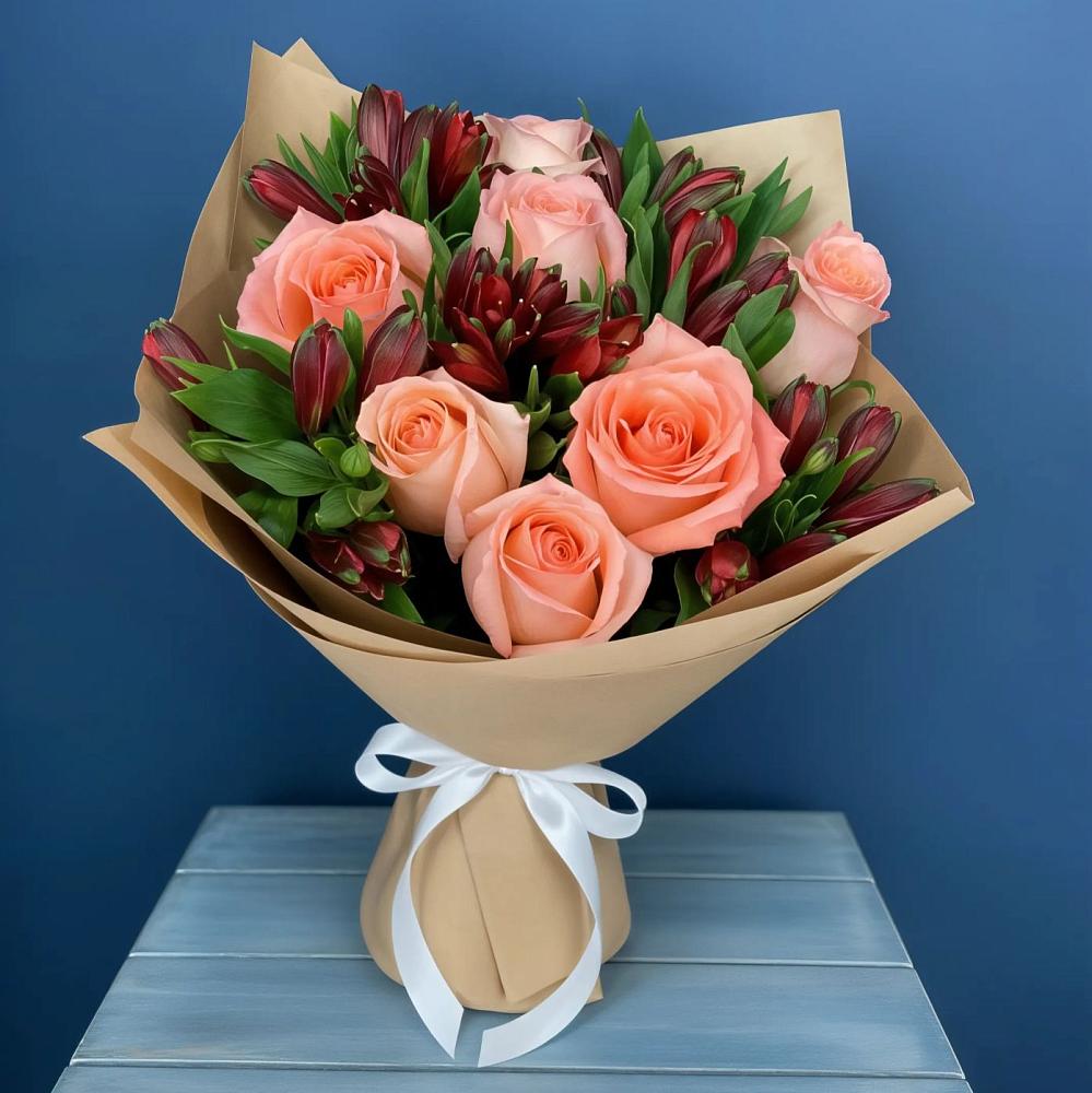 Букет цветов из: Розы и Альстромерии в Саблинском