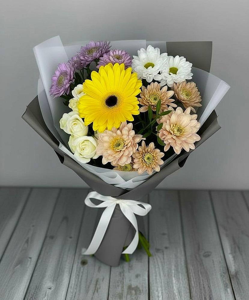 Букет цветов из: Розы, Герберы и Хризантемы в Саблинском