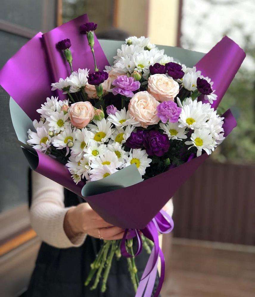 Букет цветов из: Хризантемы, Гвоздики и Розы в Саблинском