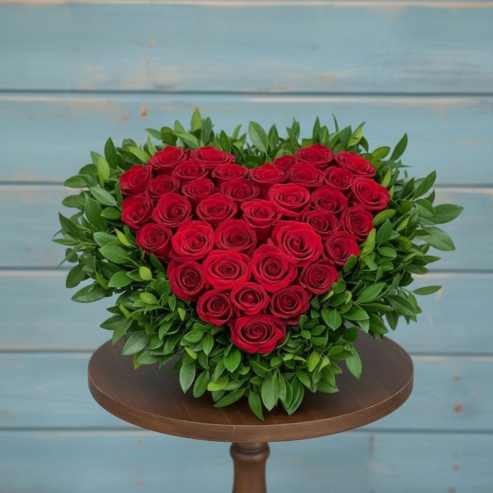 Цветочная композиция из Розы в виде сердца в Саблинском