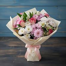 Букет цветов из:  Хризантемы, Альстромерии и Розы в Саблинском