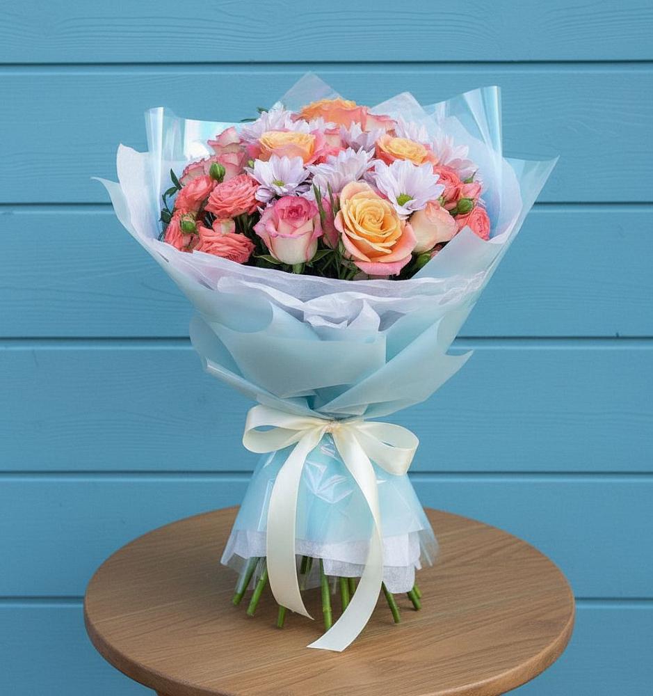 Букет цветов из: Хризантемы и Розы в Саблинском