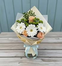 Букет цветов из:  Герберы, Розы и Хризантемы в Саблинском