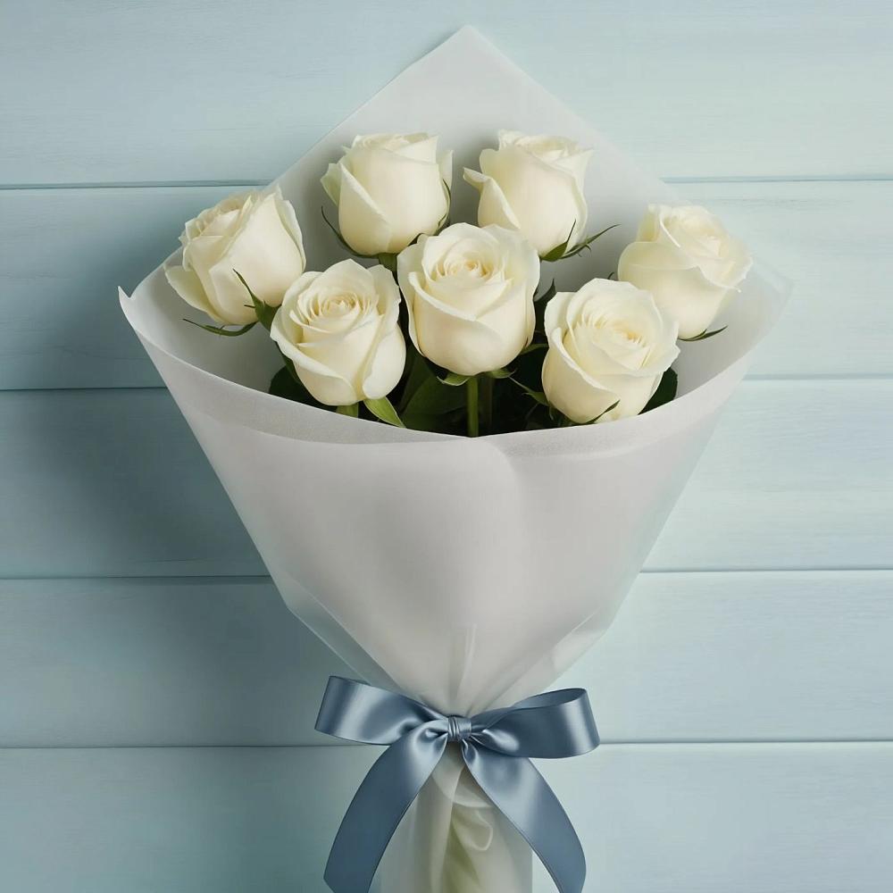 Букет 7 Белых роз Эдлесс Лав в Саблинском