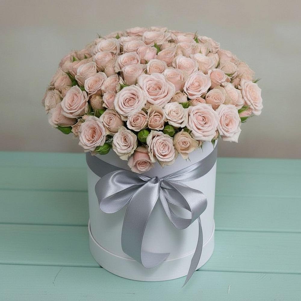 Цветочная композиция из Розы в шляпной коробке в Саблинском