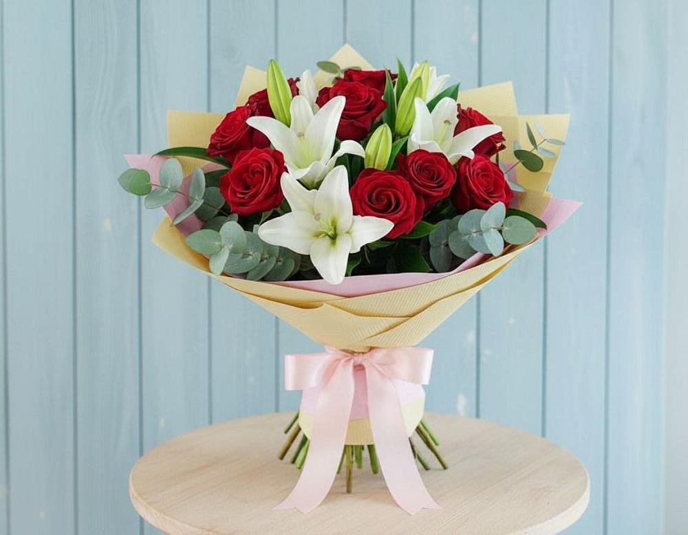 Букет цветов из: Лилии и Розы в Саблинском